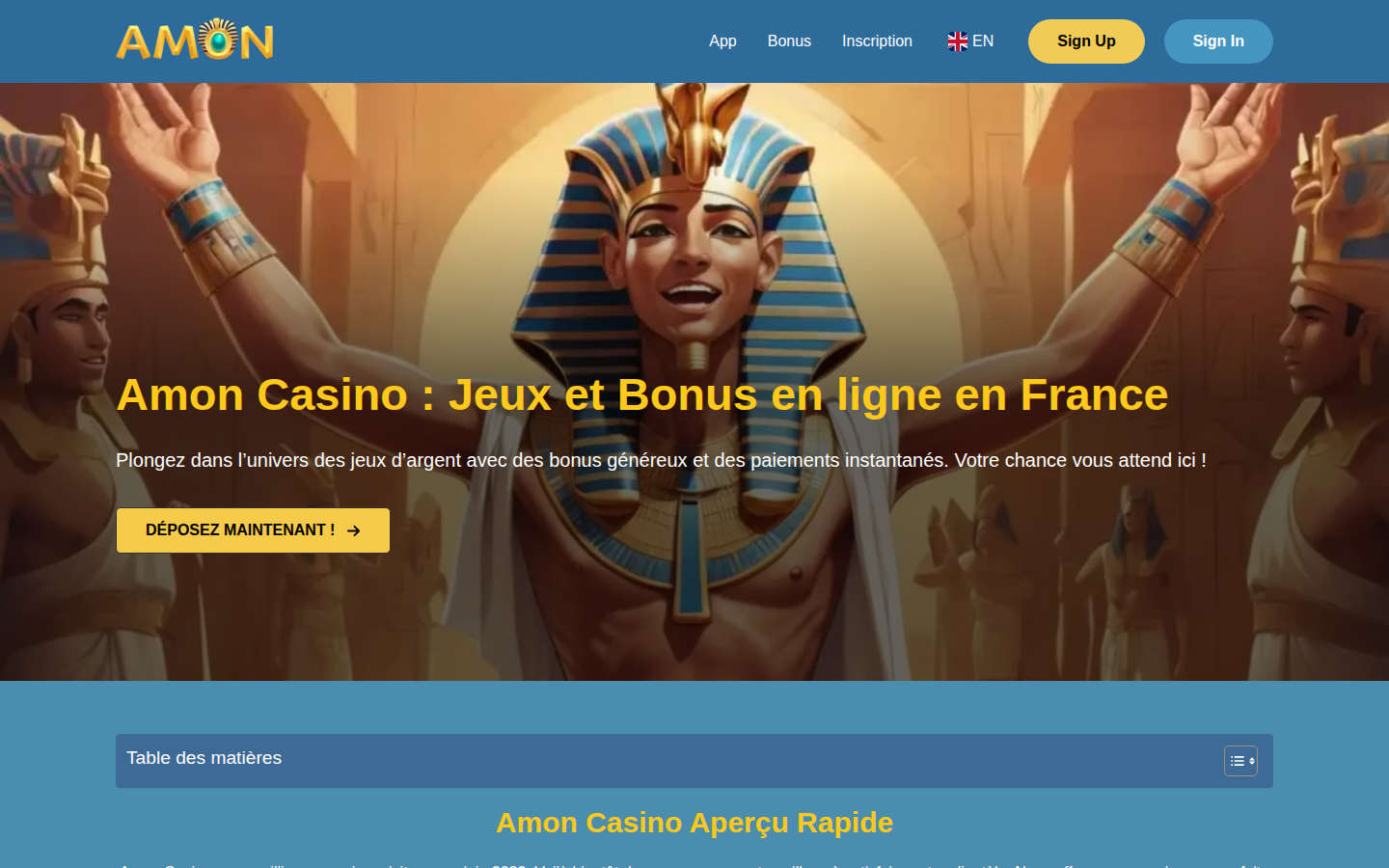 Amon Casino - aperçu du casino