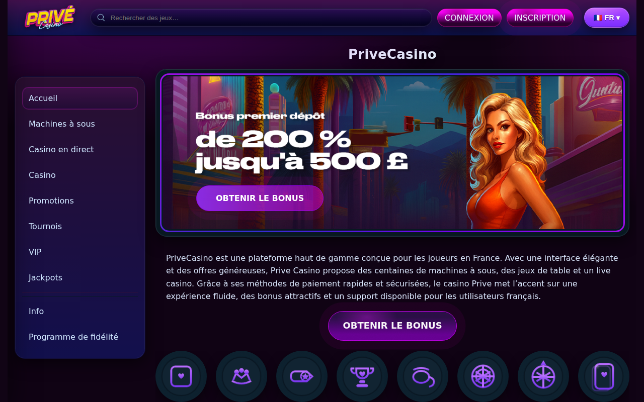 Privé Casino - aperçu du casino