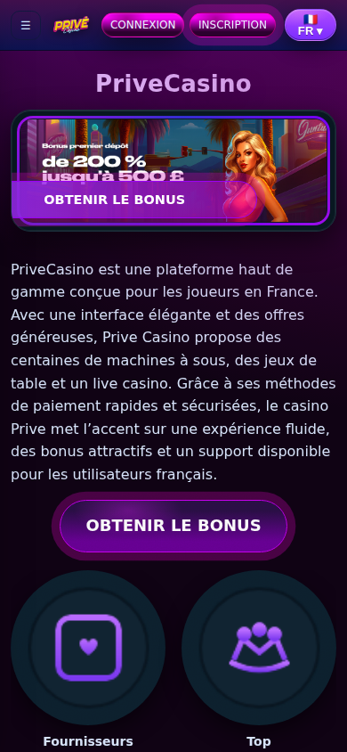 Privé Casino mobile