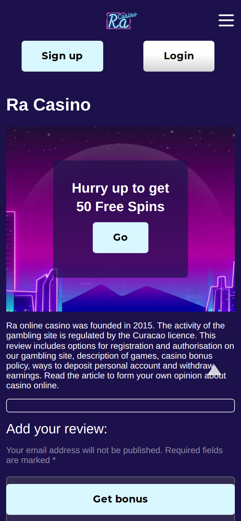 Ra Casino mobile