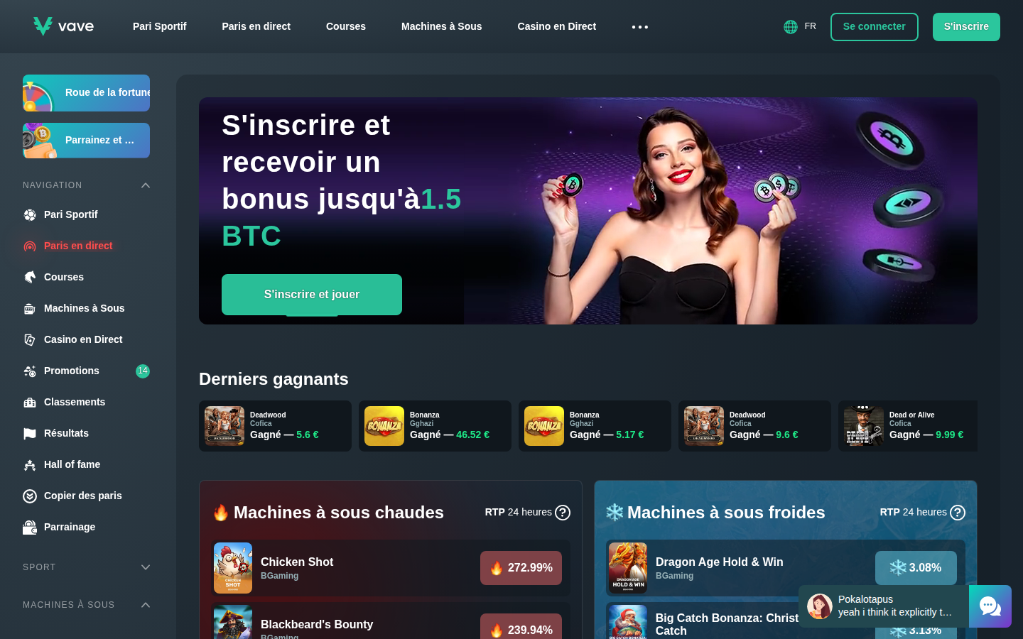 Vave Casino - aperçu du casino