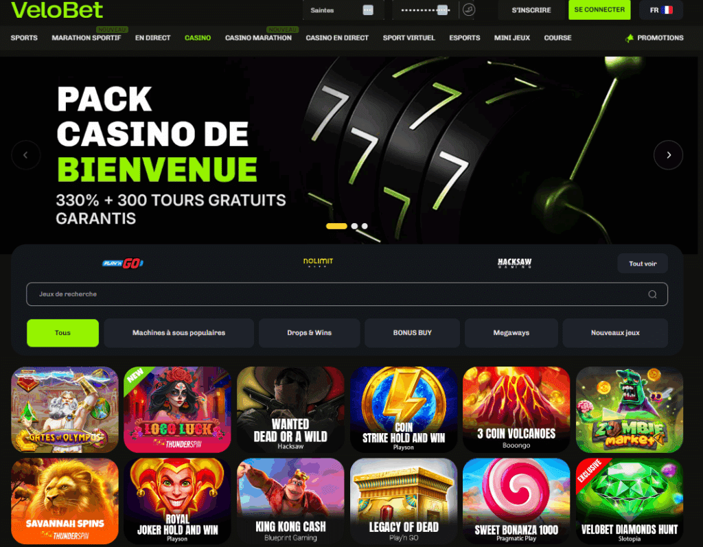 Vélobet casino en ligne bonus sans dépôt