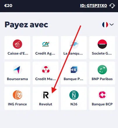 Velobet comment déposer avec Revolut