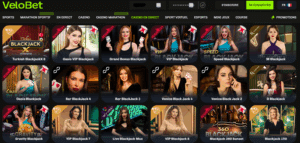 Velobet jouer au Blackjack